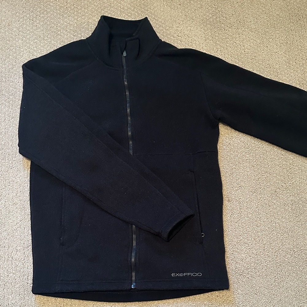 ExOfficio Men's Zip-Up Black Rugged Fleece Jacket